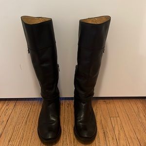 Frye Shirley Rivet Tall riding black leather boots